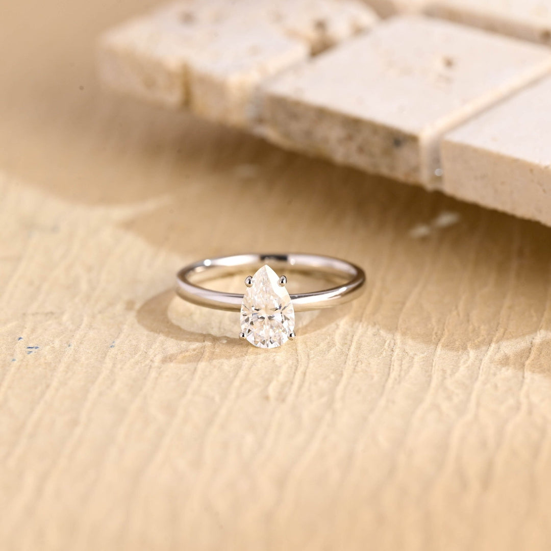 1.0CT pear cut solitaire engagement ring available to buy now