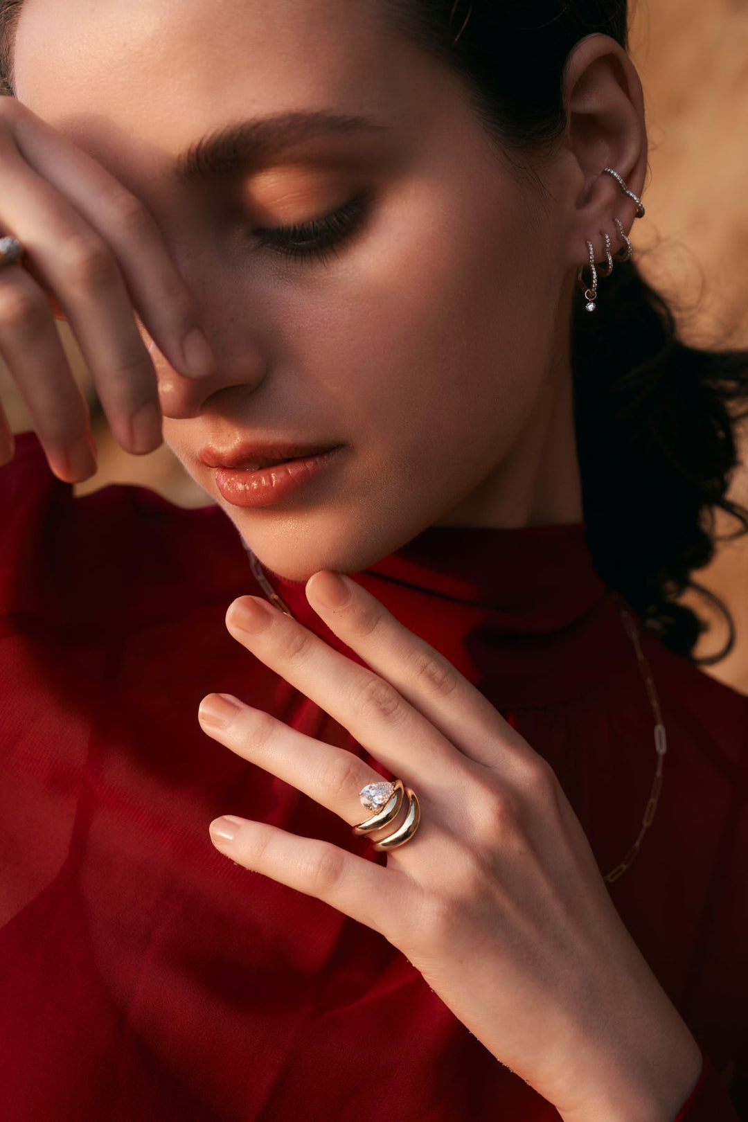 Shop pear cut dome lab grown diamond engagement ring online
