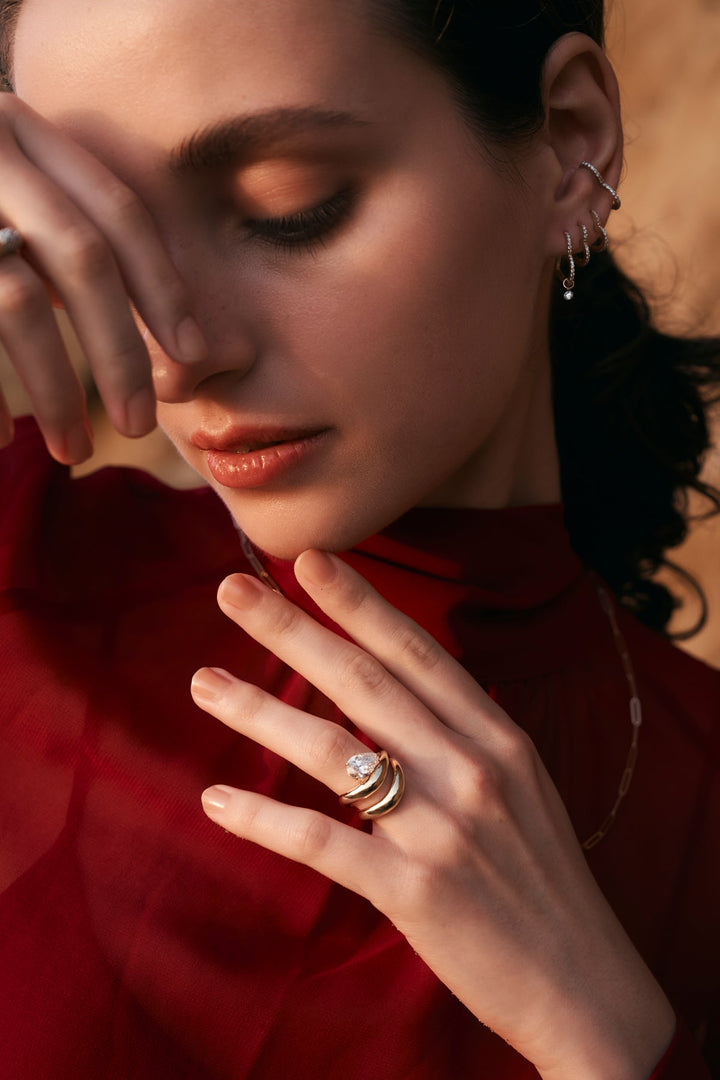 Shop pear cut dome lab grown diamond engagement ring online