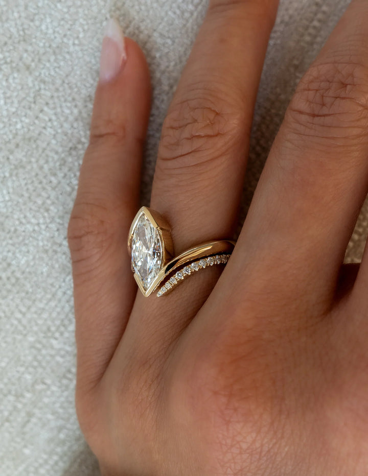 Bypass Engagement Ring With Marquise Cut | Open Gap Wedding Band