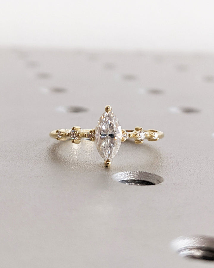 Buy 0.50CT marquise pave lab grown diamond engagement ring online