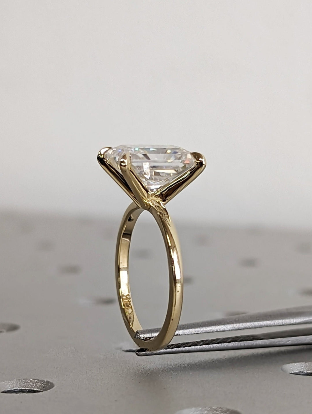Radiant solitaire engagement ring with certified lab grown diamond