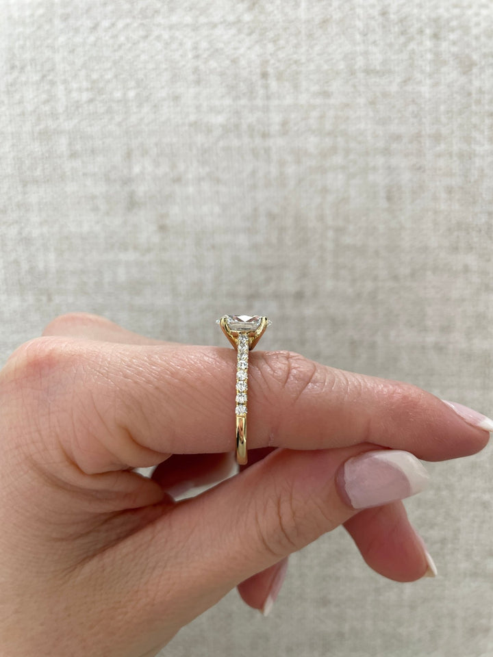 1.74 - 3.74 CT Oval Cut Lab Grown Diamond Pave Setting Engagement Ring - Doozy Diamonds
