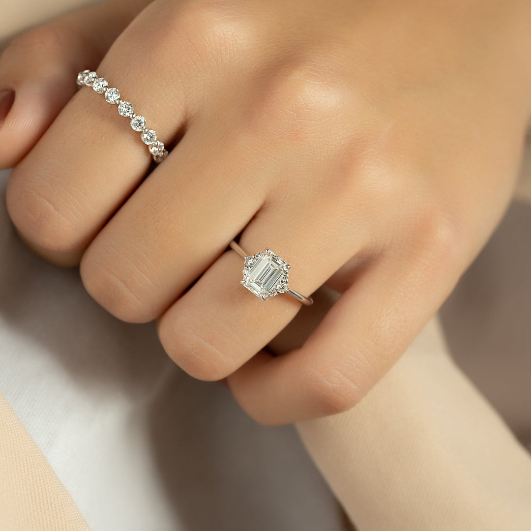 Shop emerald cluster lab grown diamond engagement ring
