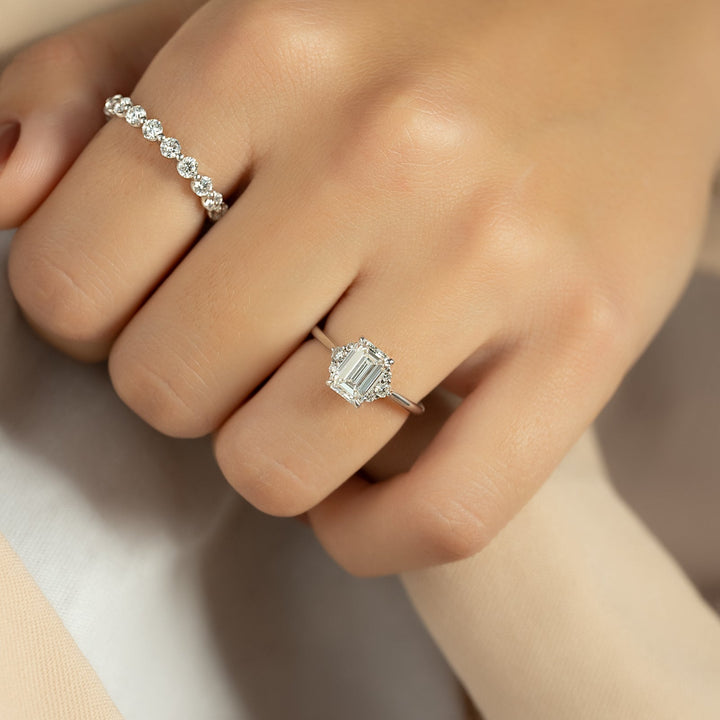 Shop emerald cluster lab grown diamond engagement ring
