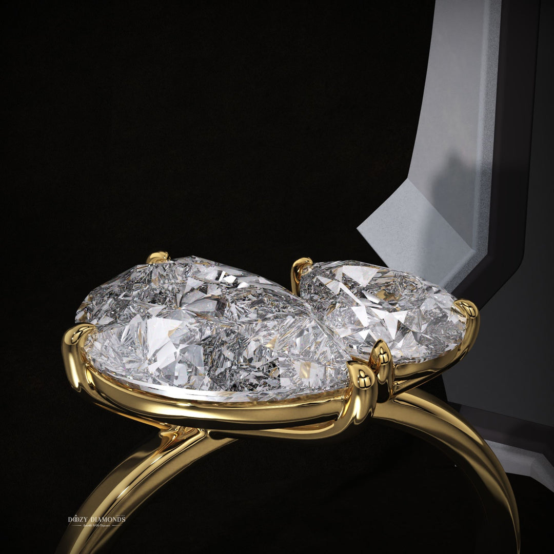 Pear solitaire engagement ring with certified lab grown diamond