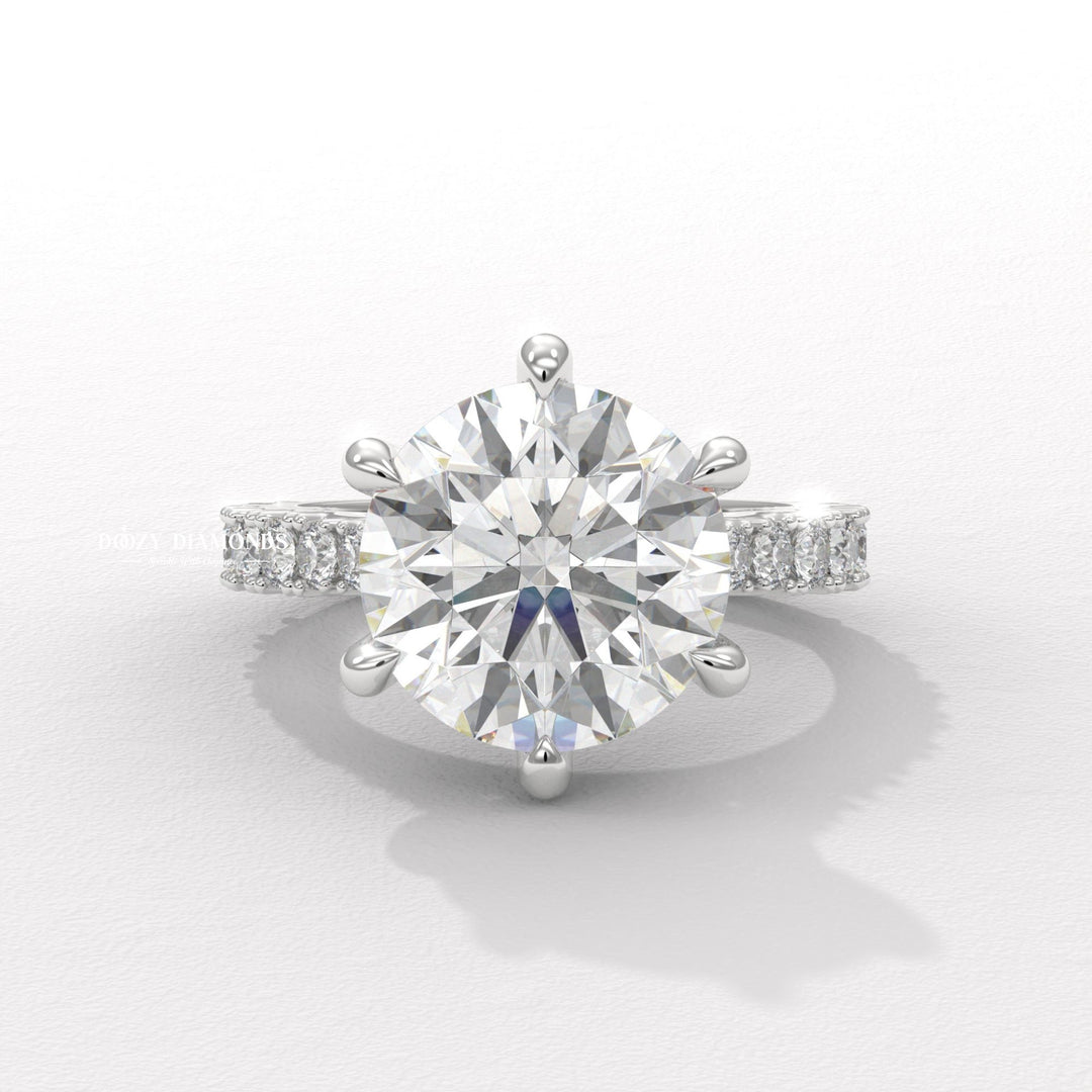 Classic round hidden halo engagement ring crafted for everyday wear