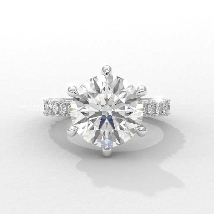 Classic round hidden halo engagement ring crafted for everyday wear