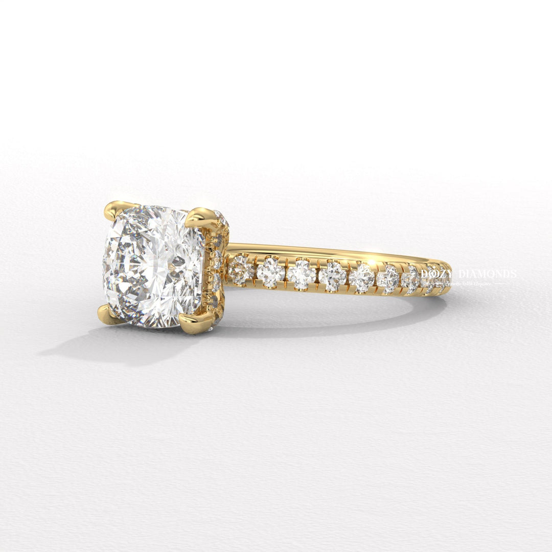 Premium cushion cut solitaire engagement ring crafted in solid gold