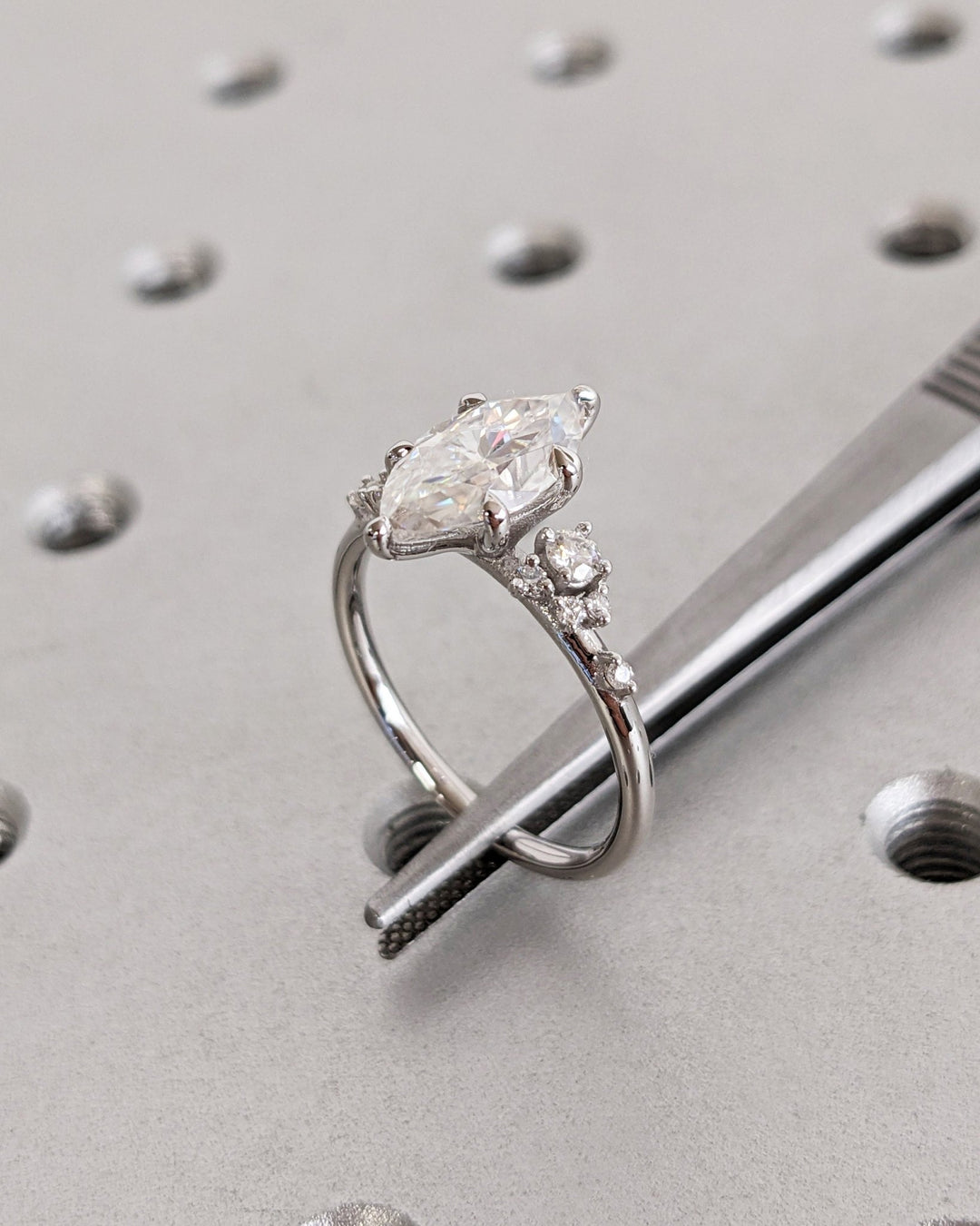 Shop marquise cut cluster lab grown diamond engagement ring online