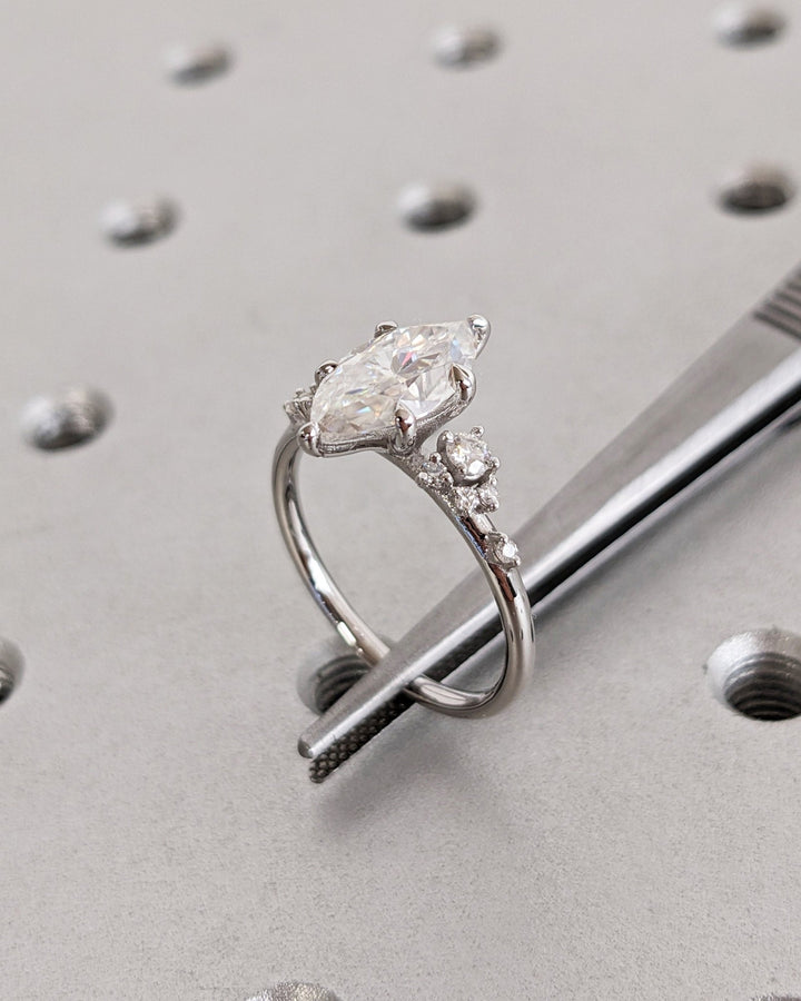 Shop marquise cut cluster lab grown diamond engagement ring online