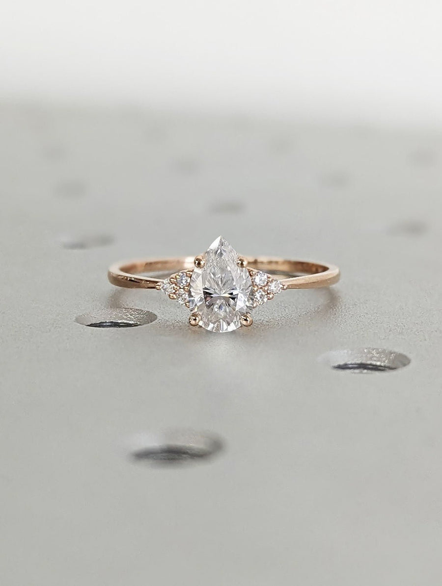 1.0CT pear cluster lab grown diamond engagement ring for sale