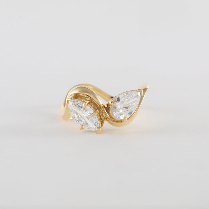 premium diamond ring, handcrafted diamond ring, fancy shape diamond ring, marquise cut diamond ring, pear cut diamond ring, teardrop diamond ring, elongated diamond ring,