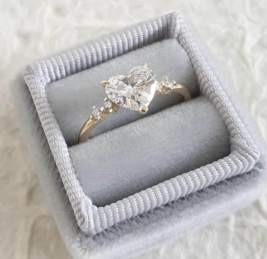 Shop heart five stone lab grown diamond engagement ring