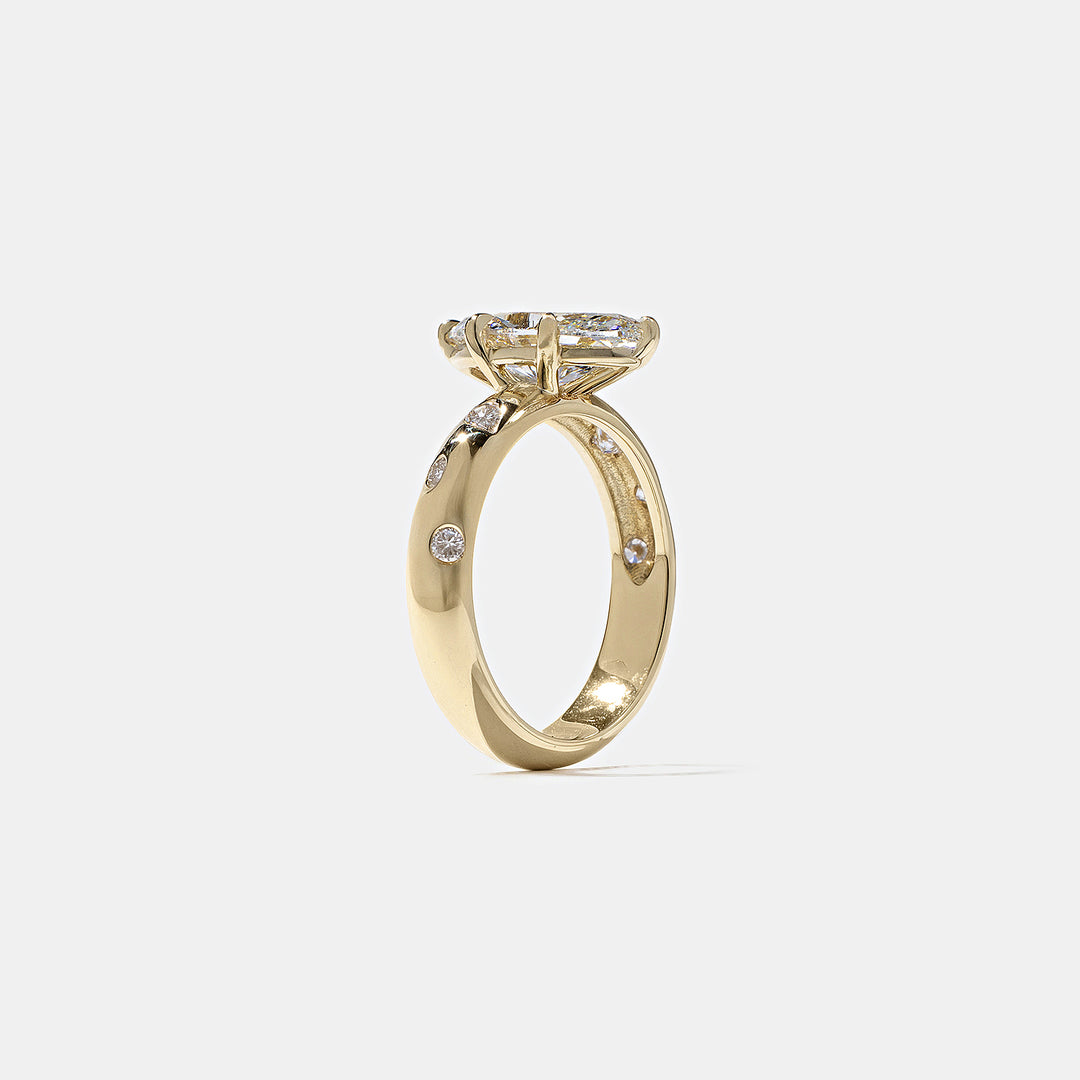 1.50CT Marquise E - VS Lab Grown Thick Diamond Ring With Curved Pave Band - Doozy Diamonds