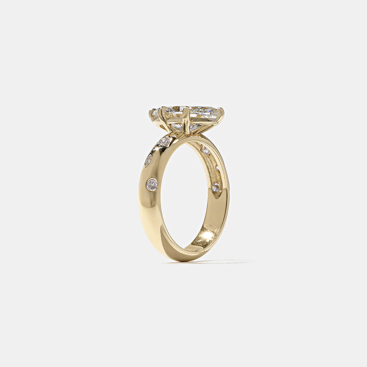 1.50CT Marquise E - VS Lab Grown Thick Diamond Ring With Curved Pave Band - Doozy Diamonds