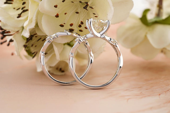 1.50CT Round Cut Twig F - VS Lab Grown Diamond Engagement Ring Set - Doozy Diamonds