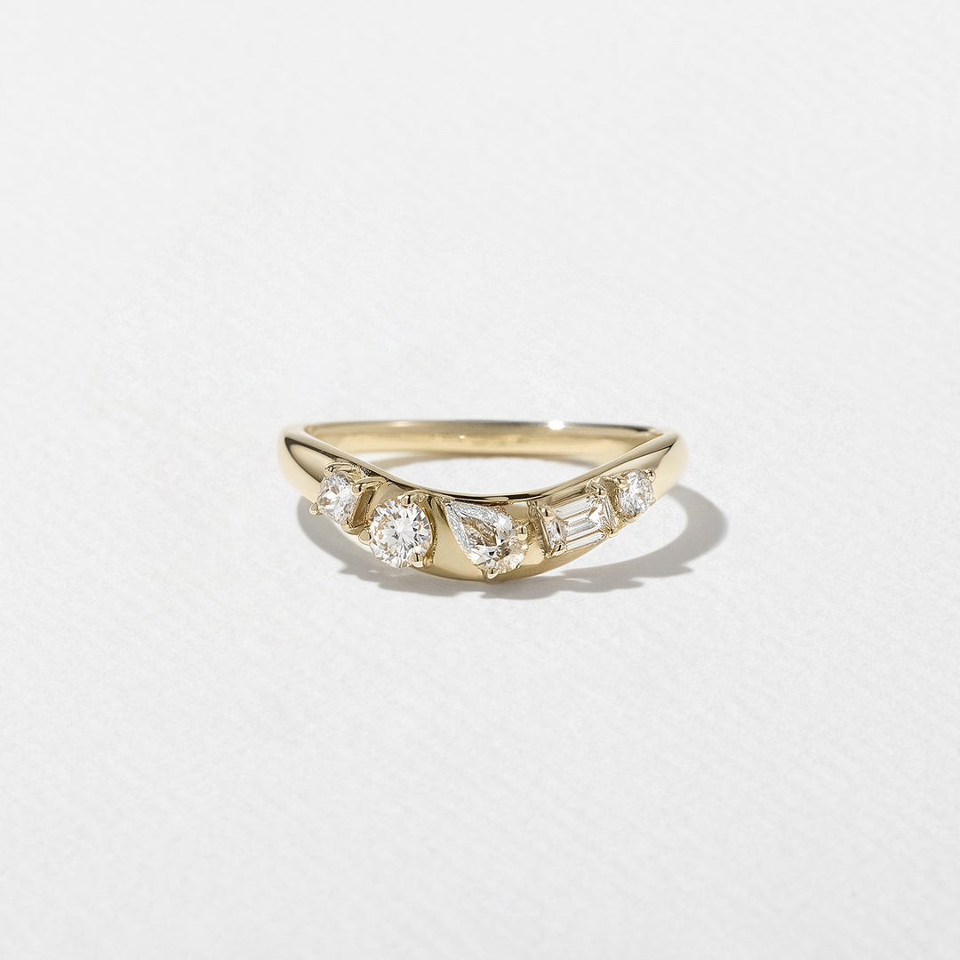 1.0CT Bezel Set Pear E - VS Lab Grown Diamond Ring With Unique Curved Band - Doozy Diamonds