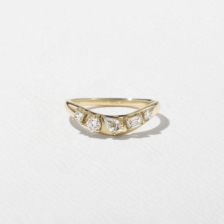 1.0CT Bezel Set Pear E - VS Lab Grown Diamond Ring With Unique Curved Band - Doozy Diamonds