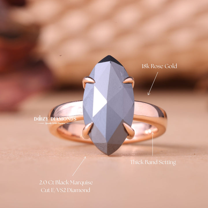 Marquise solitaire lab grown diamond ring side profile in gold setting