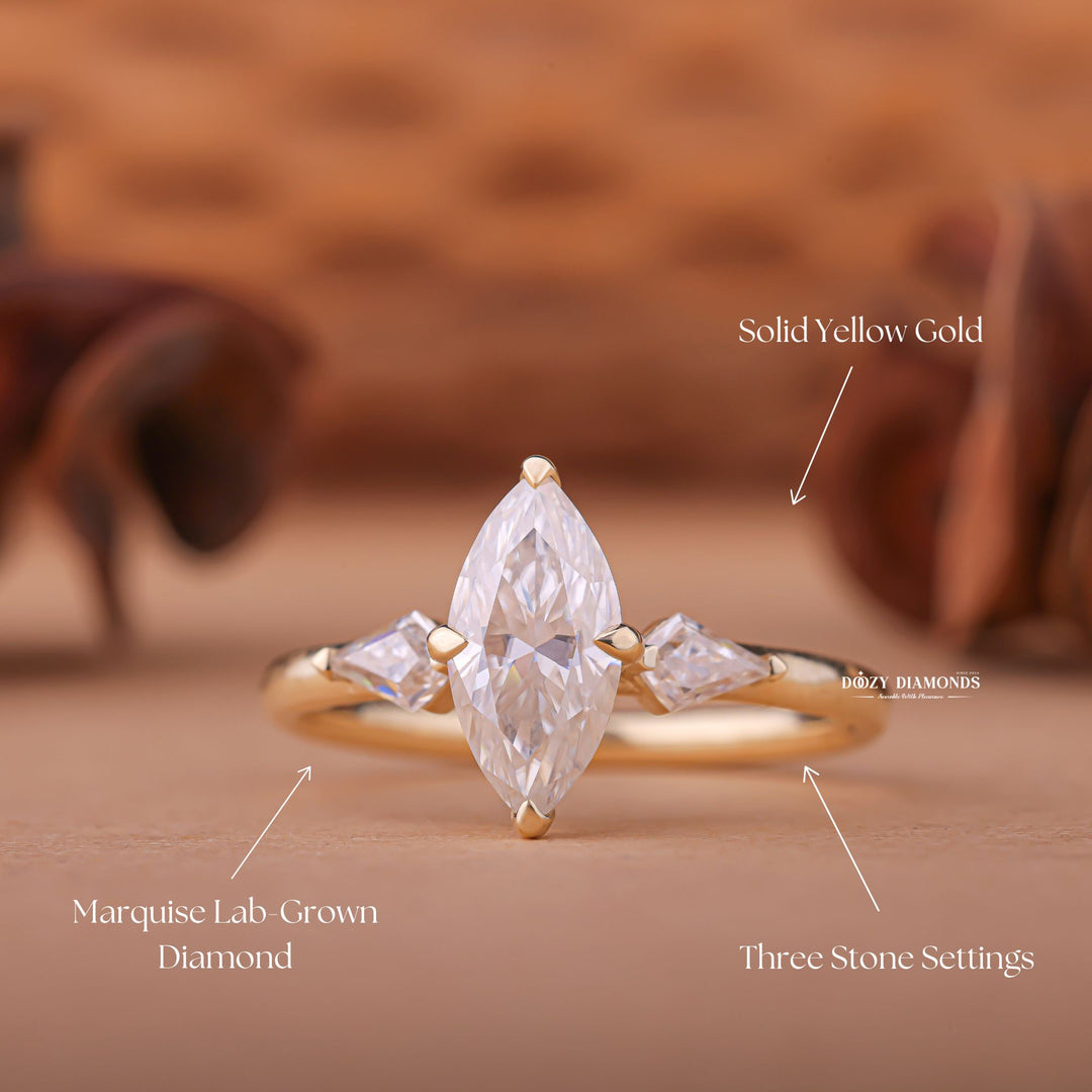 Marquise solitaire engagement ring offered in gold and platinum