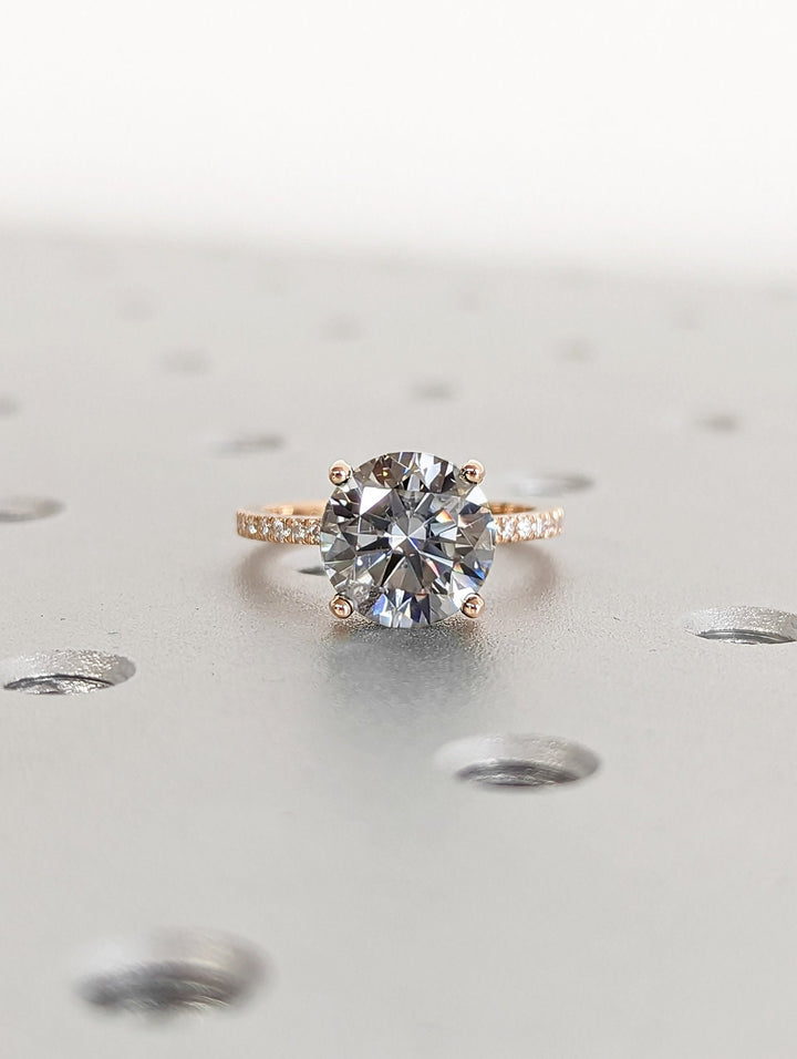 Discover round hidden halo lab grown diamond engagement ring online