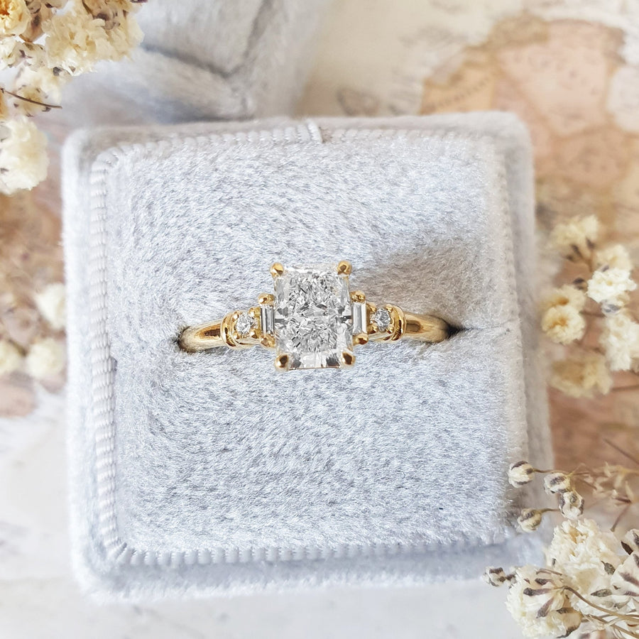 1.0CT radiant cut five stone engagement ring available to buy now