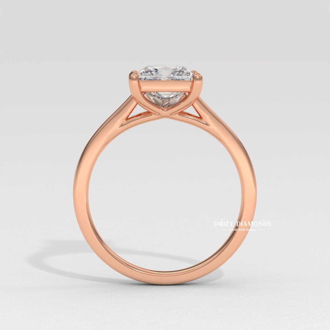 Unboxing view of princess cut solitaire diamond engagement ring