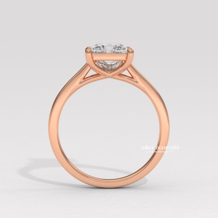 Unboxing view of princess cut solitaire diamond engagement ring