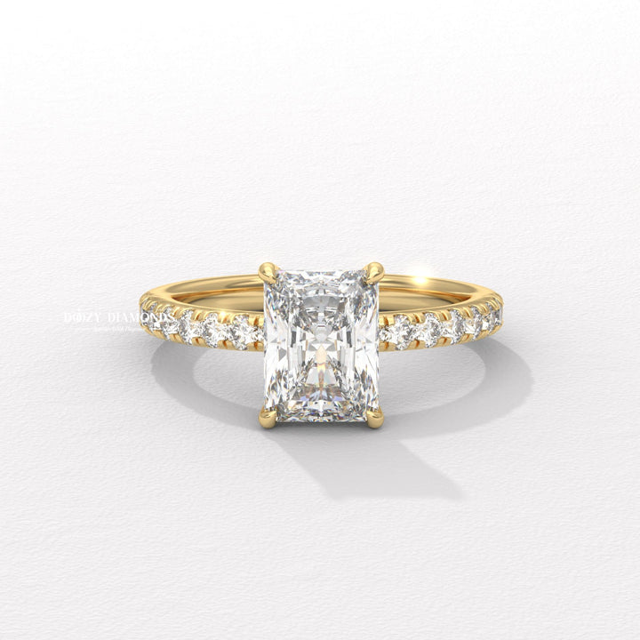 Radiant cut solitaire engagement ring available to buy now