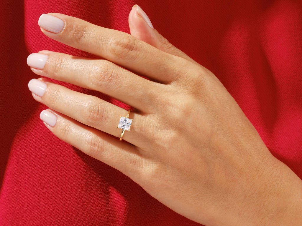 1.50CT Princess Cut Solitaire F - VS Lab Grown Diamond Engagement Ring Set - Doozy Diamonds