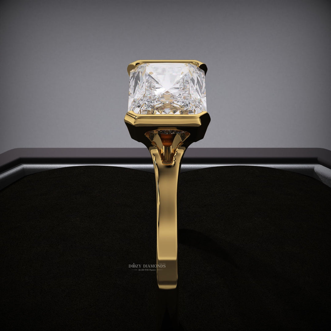 Radiant cut diamond ring worn on hand