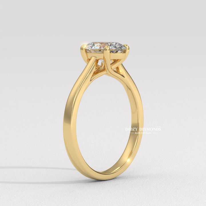 Handcrafted oval cut solitaire lab grown diamond engagement ring