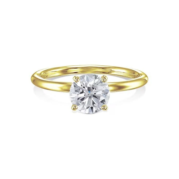 Premium round cut solitaire engagement ring crafted in solid gold
