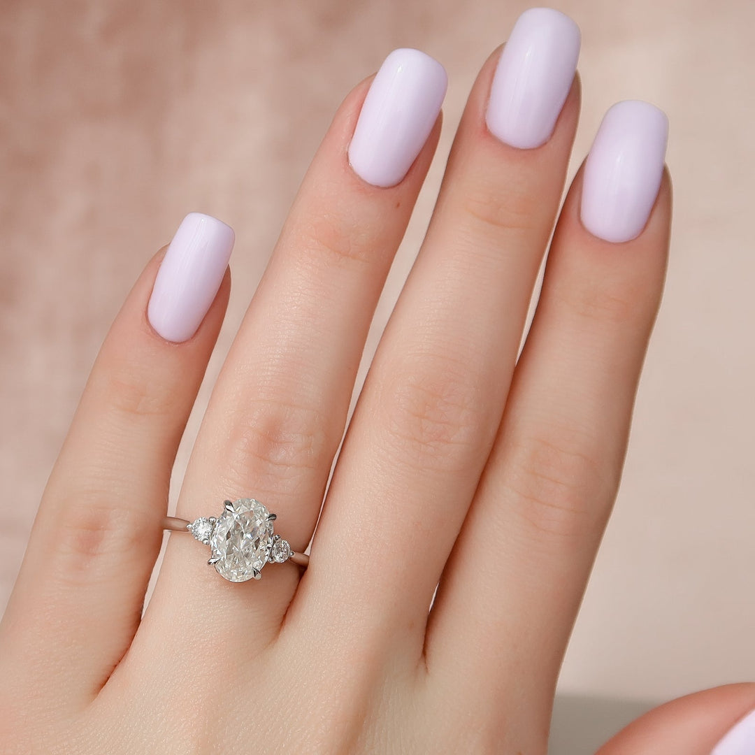 Buy 2.50CT oval three stone lab grown diamond engagement ring online