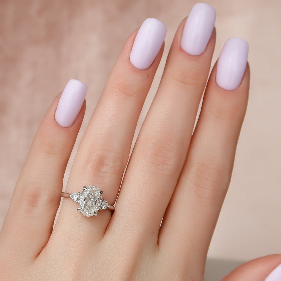 Buy 2.50CT oval three stone lab grown diamond engagement ring online