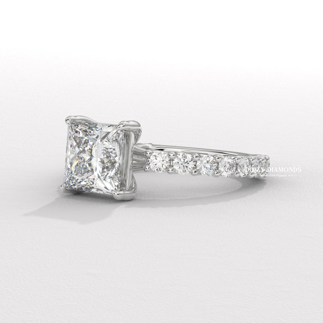 Princess pave diamond ring presented in signature gift packaging