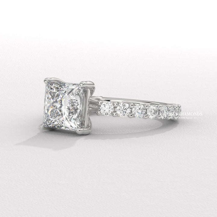 Princess pave diamond ring presented in signature gift packaging
