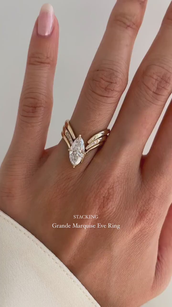 1.50CT Marquise Chevron 2 Stack Lab Grown Diamond Ring Yellow Gold Bridal Ring
