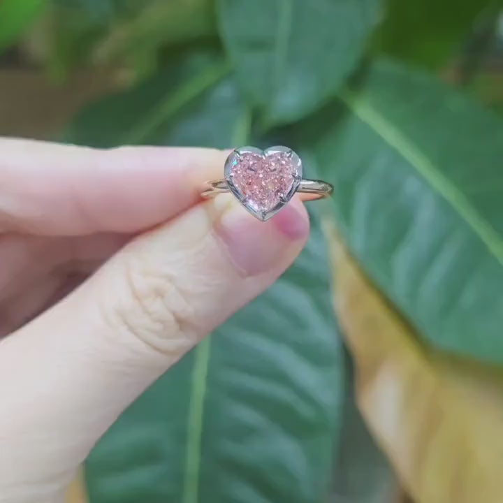 1.50CT Heart Shape Pink VVS2 Lab Grown Diamond Engagement Ring for Women