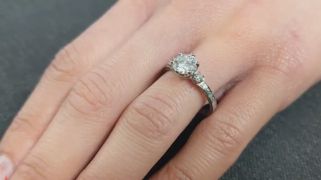 1.0CT Three Stone F/VS2 Lab Grown Round Diamond Engagement Ring