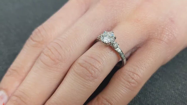 1.0CT Three Stone F/VS2 Lab Grown Round Diamond Engagement Ring