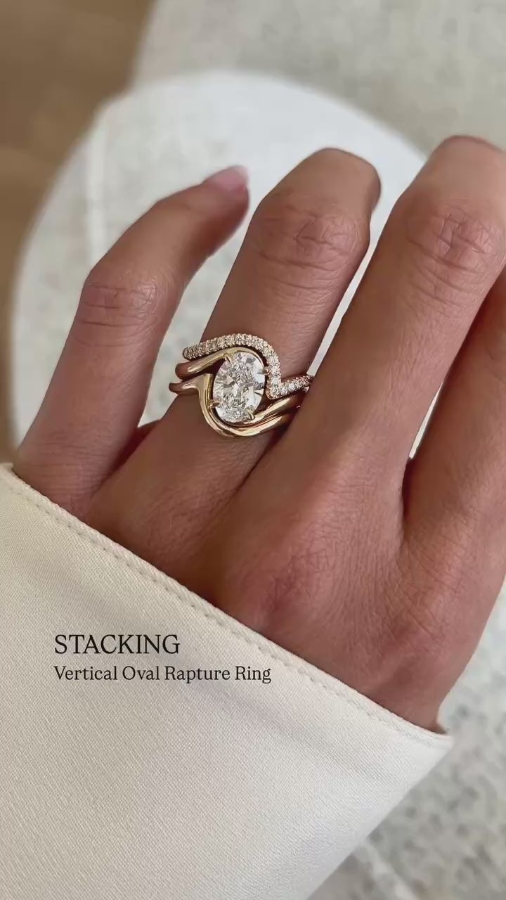 1.50CT Oval Solitaire Bypass Lab Grown Diamond Bridal Ring Set