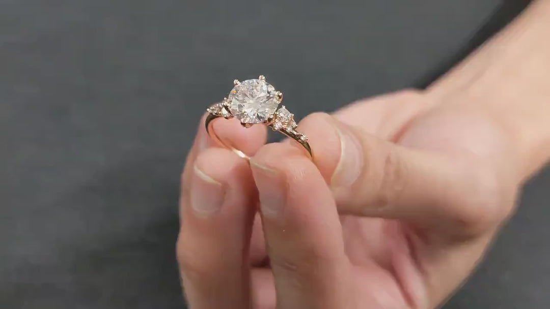 2.0CT Round F/VS1 Lab Grown Diamond Cluster Engagement Ring