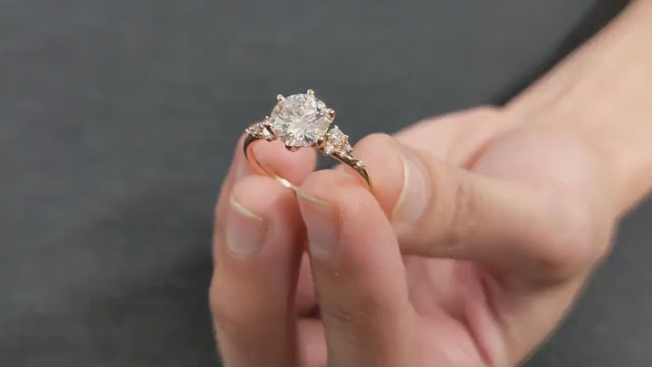 2.0CT Round F/VS1 Lab Grown Diamond Cluster Engagement Ring