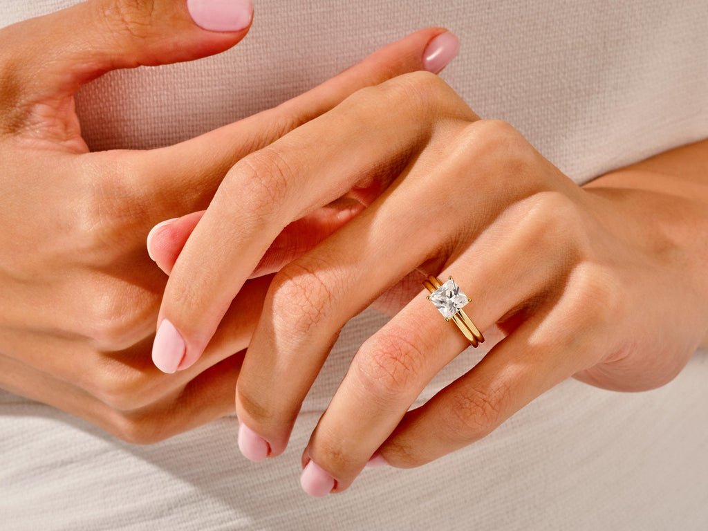 1.50CT Princess Cut Solitaire F - VS Lab Grown Diamond Engagement Ring Set - Doozy Diamonds