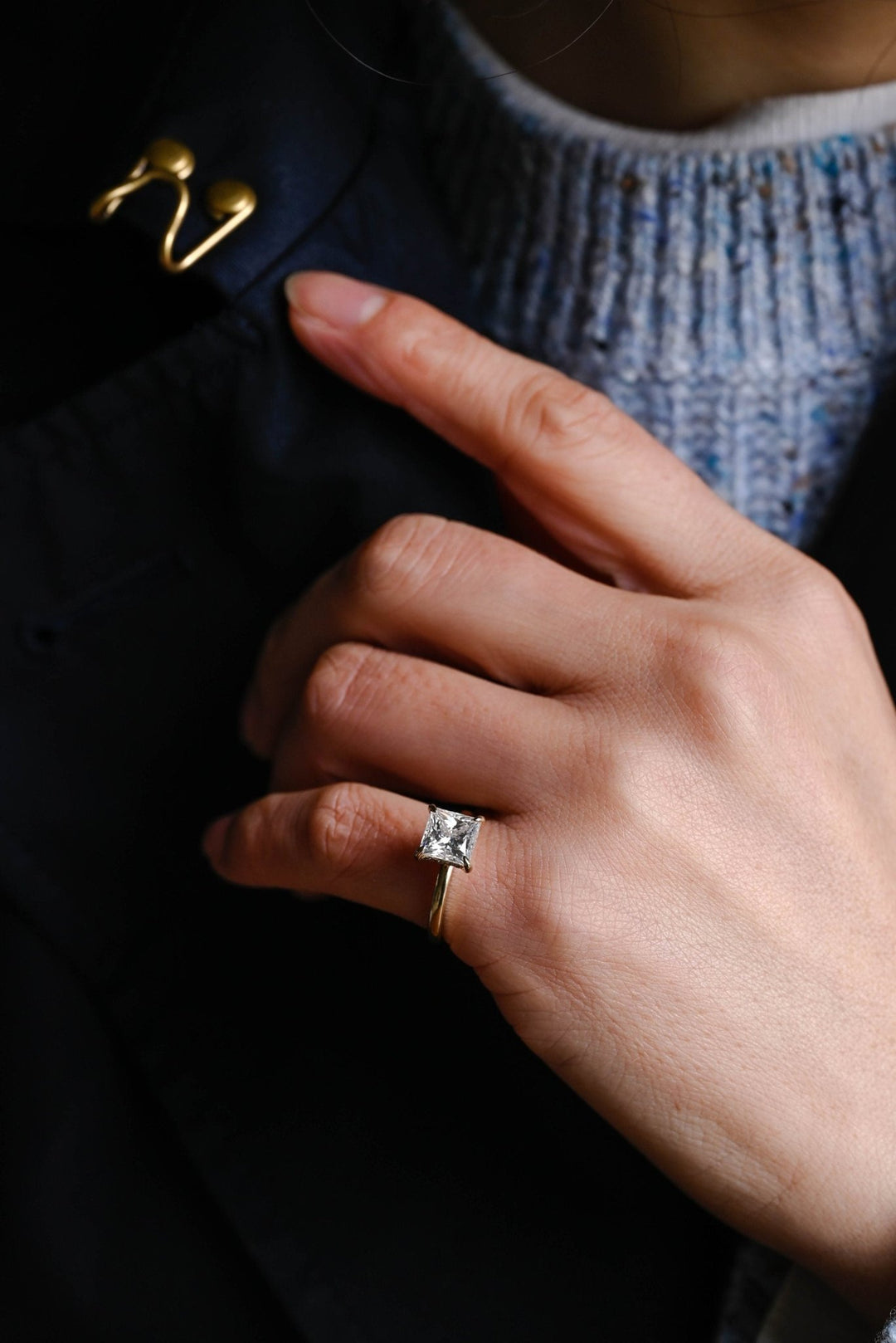 Shop the princess cut hidden halo engagement ring collection online