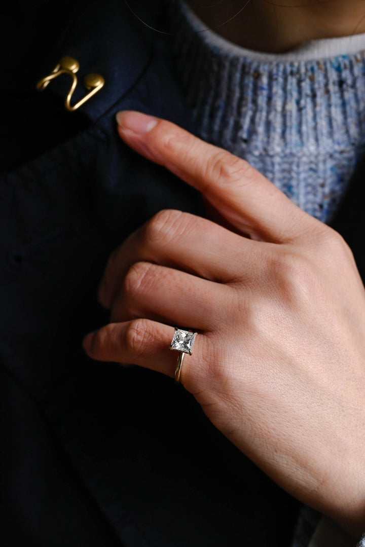 Shop the princess cut hidden halo engagement ring collection online
