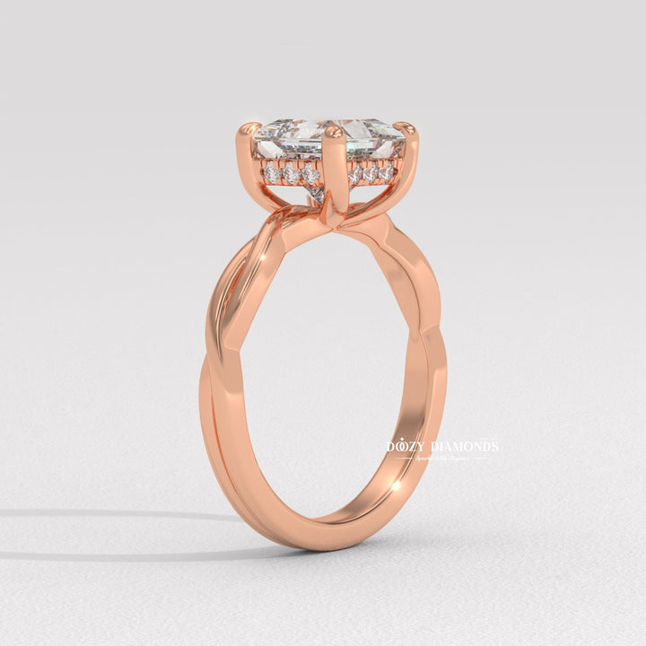 Princess solitaire lab grown diamond ring fitted on finger