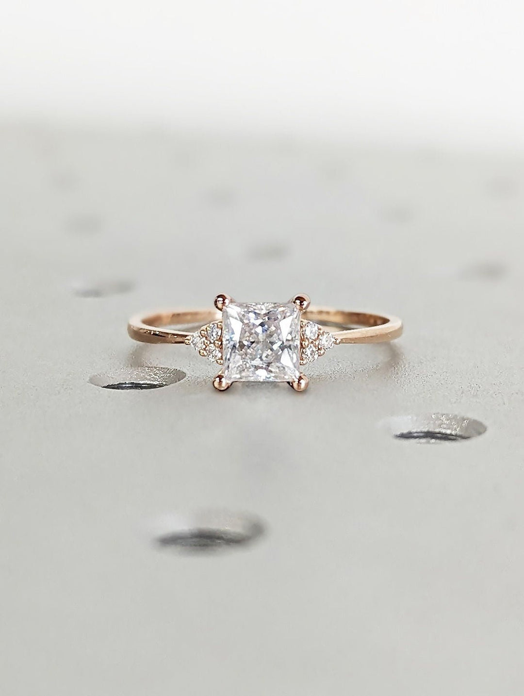 1.0CT princess cluster lab grown diamond engagement ring for sale